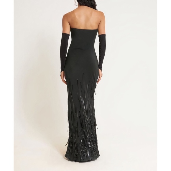 NWT Cult Gaia Anisa Silk Strapless Black Gown - Picture 5 of 7